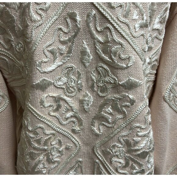 L.N.I. Vtg Pink White Embroidered Sweater Sz 2 Preppy Barbiecore Librarian - Picture 10 of 11
